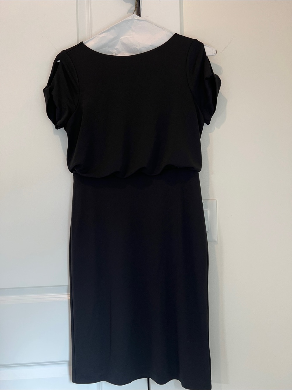 Ann Taylor Black Midi Blouson Dress